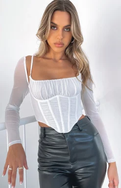 Shirts & Blouses | White Fox Boutique More Than Basic Long Sleeve Bustier white