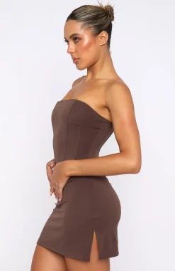 Restocked | White Fox Boutique My First Choice Mini Dress Chocolate brown