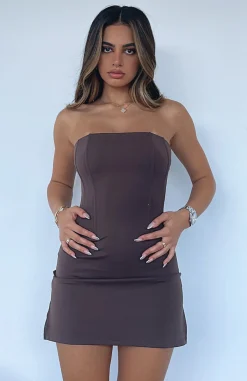 Restocked | White Fox Boutique My First Choice Mini Dress Chocolate brown