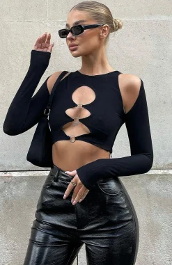 Shirts & Blouses | White Fox Boutique My Only Vice Long Sleeve Crop black