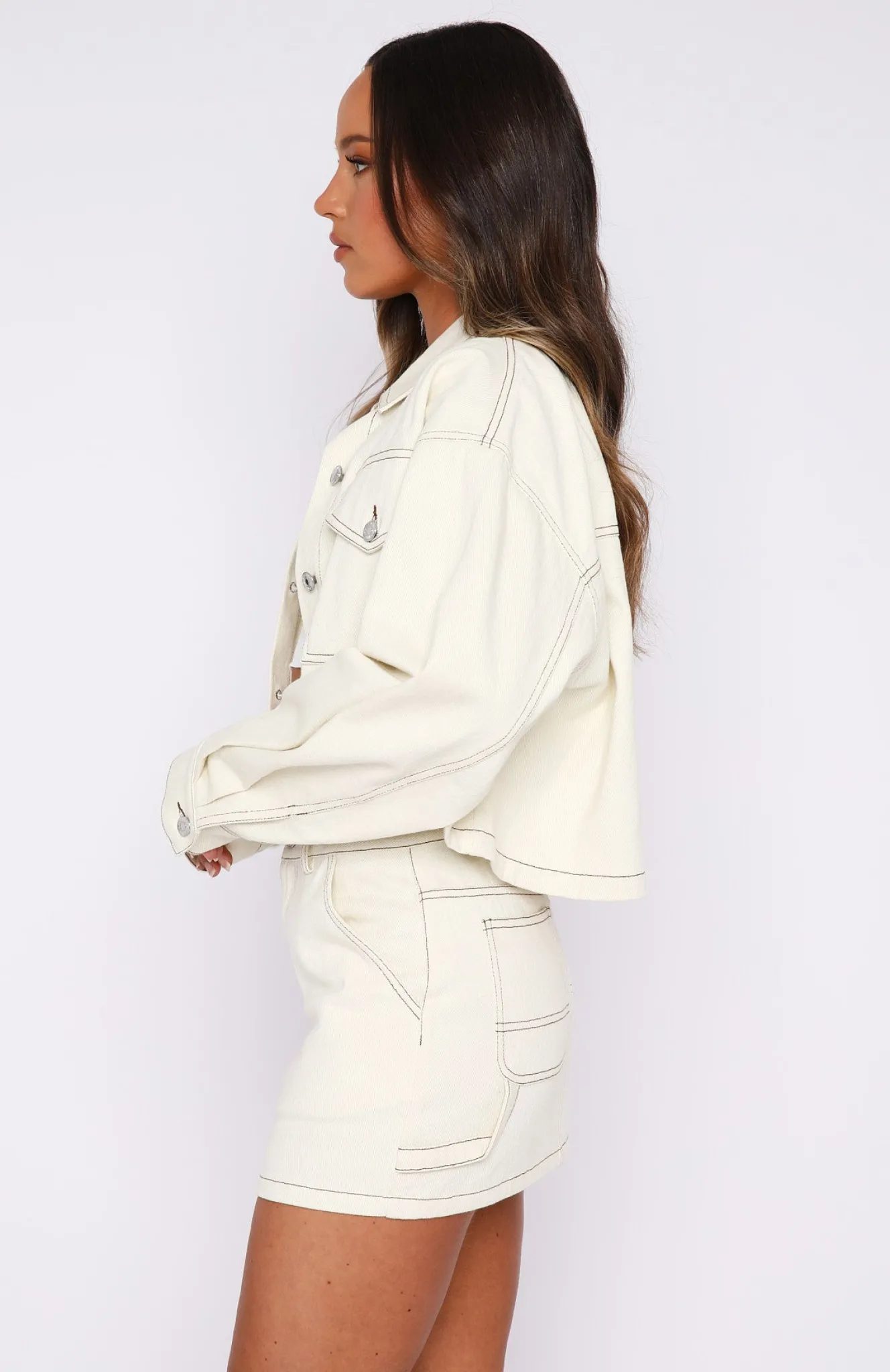 Restocked | White Fox Boutique Mystery Of Love Cargo Mini Skirt Off White nude