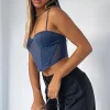 Shirts & Blouses | White Fox Boutique Need You Around Mesh Bustier Steel blue