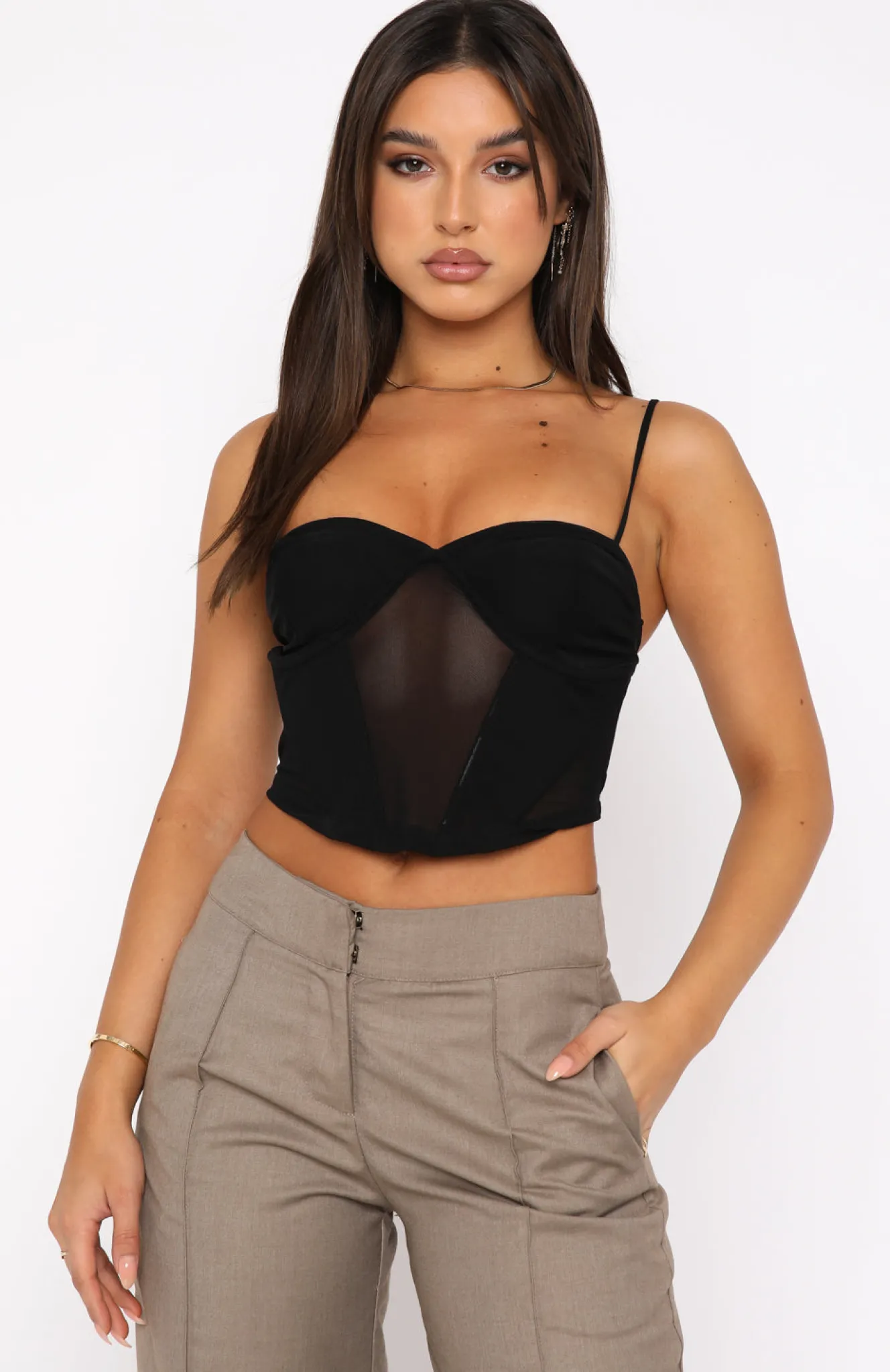 Shirts & Blouses | White Fox Boutique Need You Around Mesh Bustier black