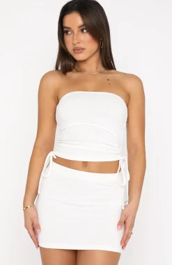 Shirts & Blouses | White Fox Boutique New You Ribbed Strapless Crop white