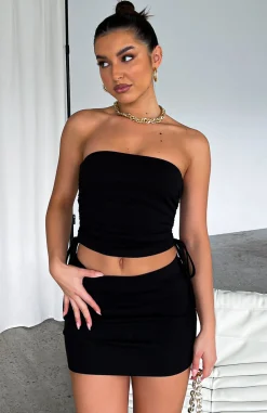 Shirts & Blouses | White Fox Boutique New You Ribbed Strapless Crop black