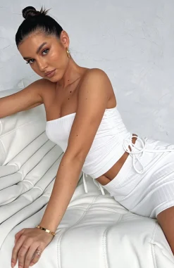 Shirts & Blouses | White Fox Boutique New You Ribbed Strapless Crop white
