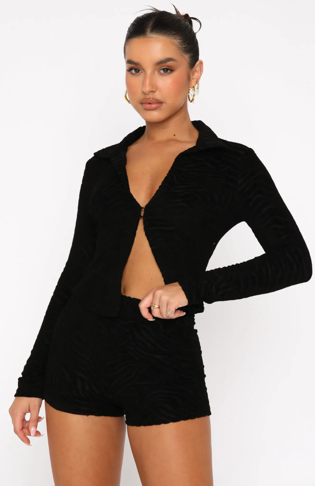Shirts & Blouses | White Fox Boutique No Matter What Long Sleeve Terry Top black
