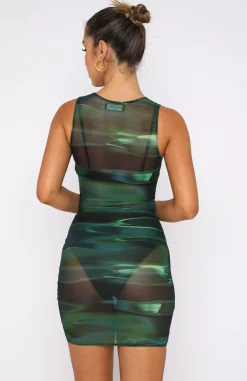Restocked | White Fox Boutique No Rules Mini Dress Distortion green