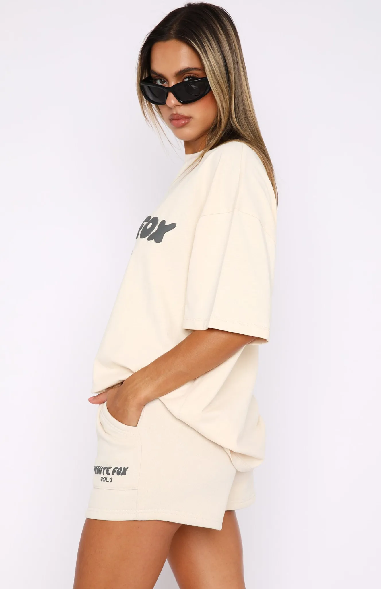 Restocked | White Fox Boutique Offstage Lounge Shorts Pebble nude