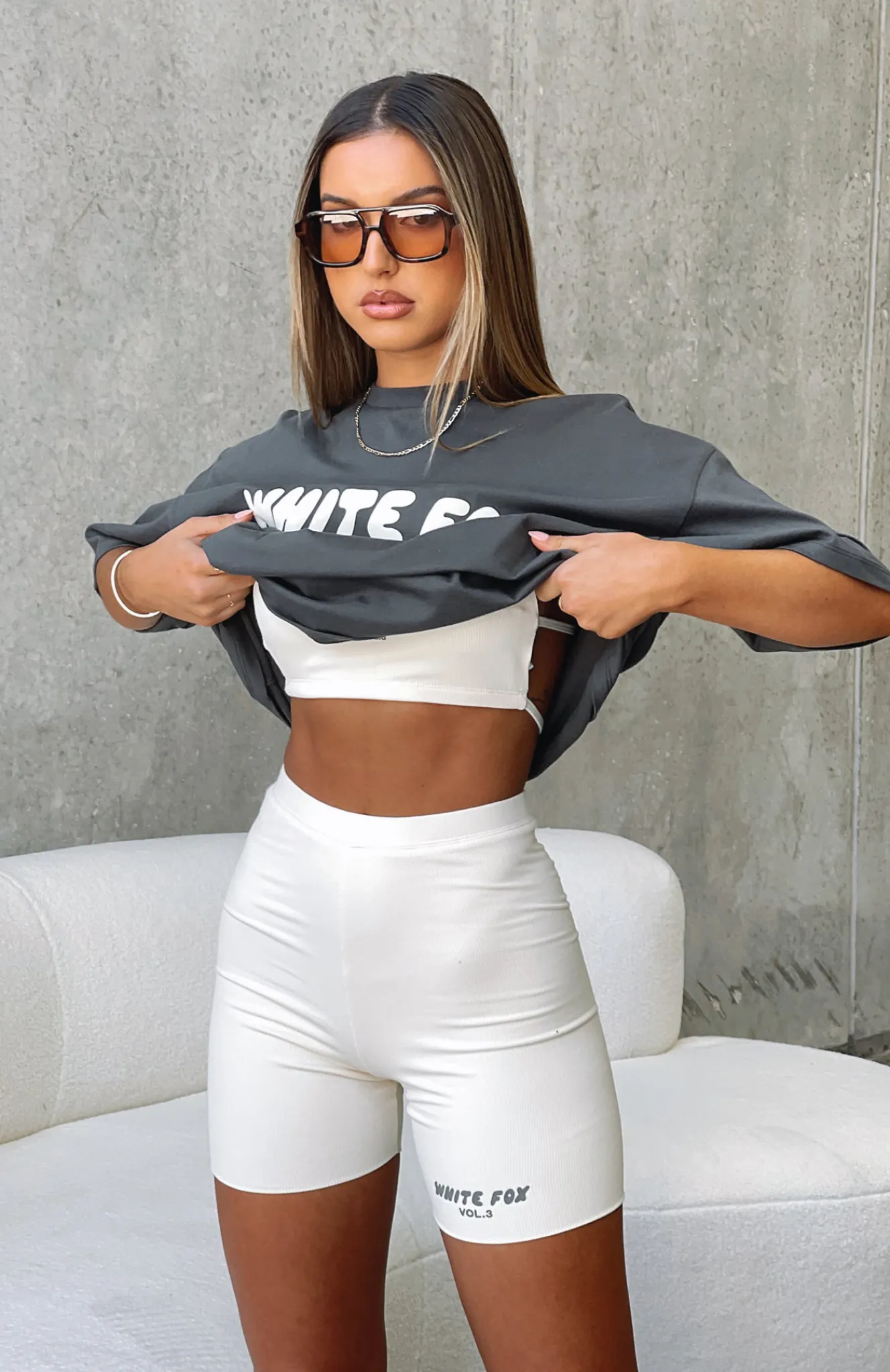 Shorts | White Fox Boutique Offstage Ribbed Bike Shorts Vanilla nude