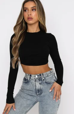 Shirts & Blouses | White Fox Boutique On My Way Long Sleeve Crop black