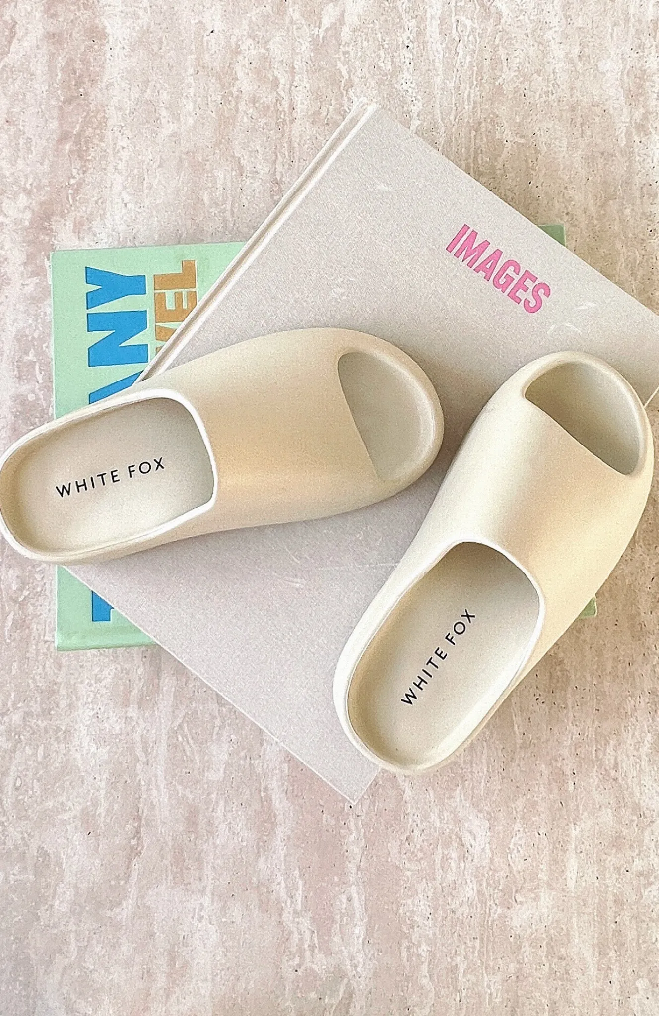 Restocked | White Fox Boutique On The Edge Slides Off white