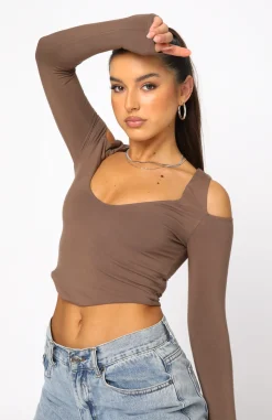Shirts & Blouses | White Fox Boutique On Time Long Sleeve Crop Mocha brown
