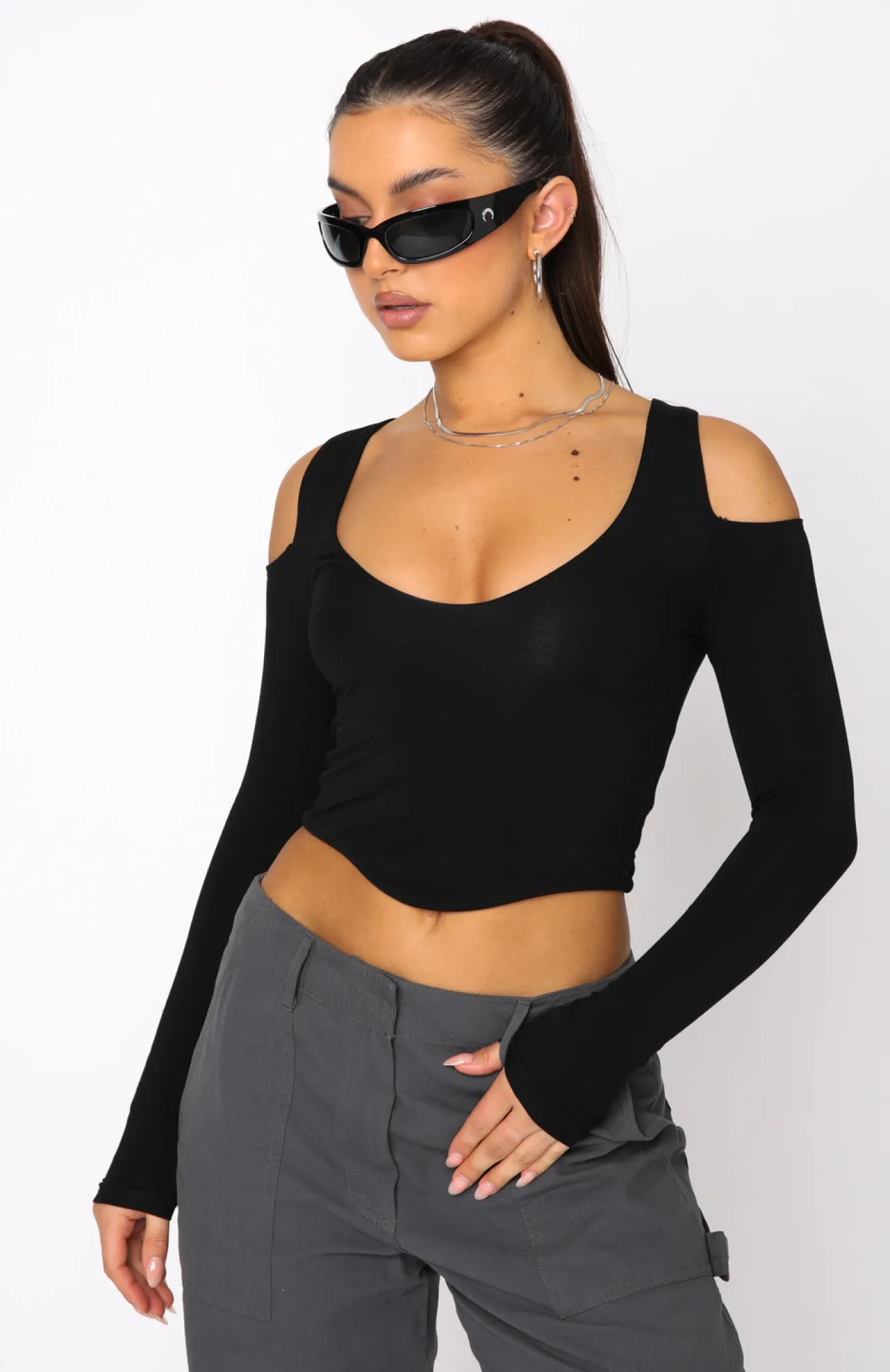 Shirts & Blouses | White Fox Boutique On Time Long Sleeve Crop black
