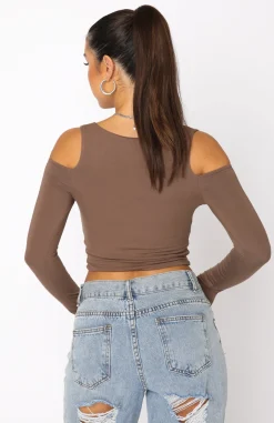 Shirts & Blouses | White Fox Boutique On Time Long Sleeve Crop Mocha brown