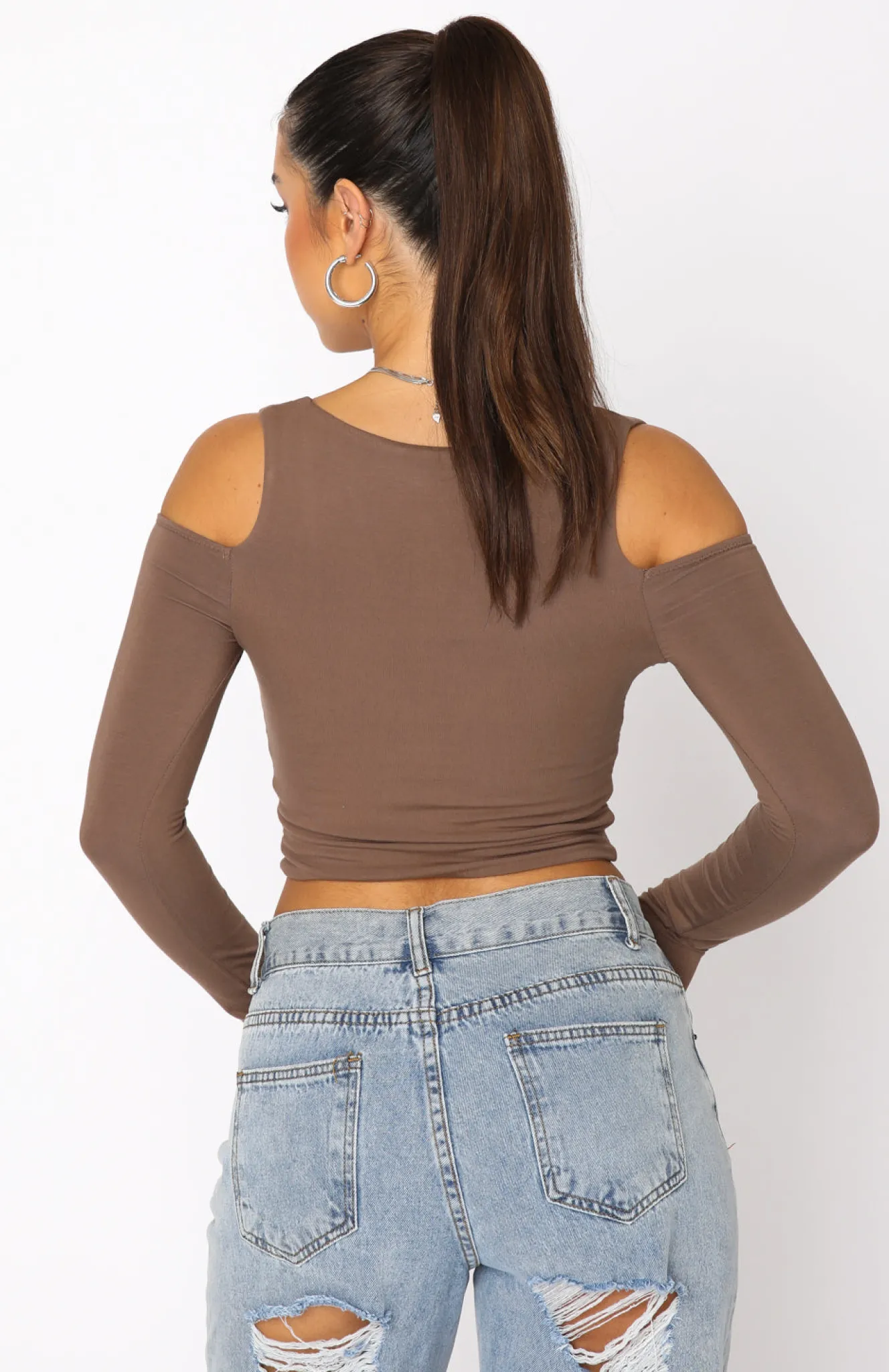 Shirts & Blouses | White Fox Boutique On Time Long Sleeve Crop Mocha brown