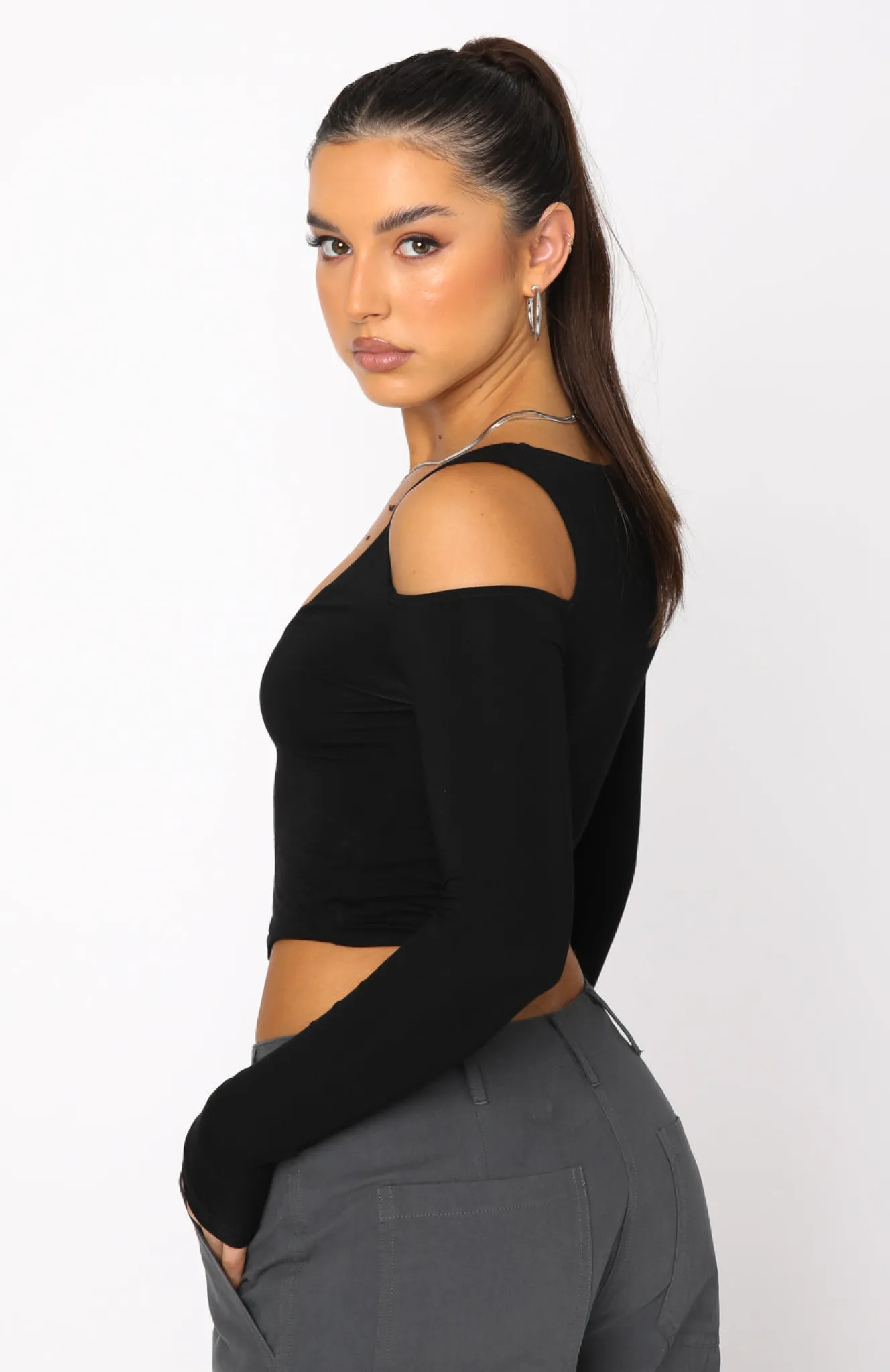 Shirts & Blouses | White Fox Boutique On Time Long Sleeve Crop black