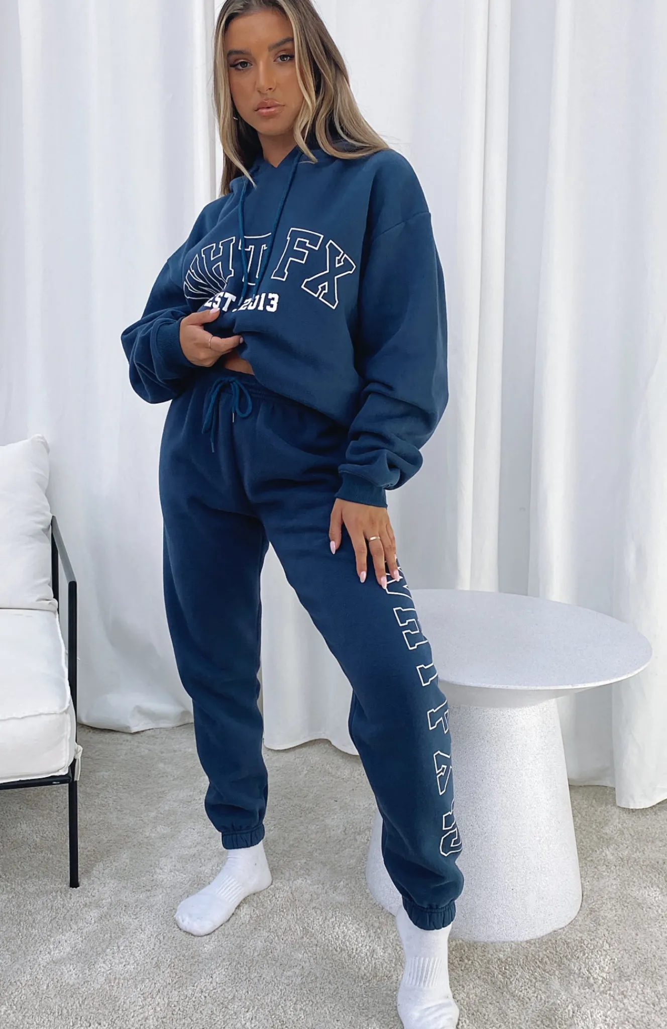 Sweatpants | White Fox Boutique On Track Sweatpants Navy blue