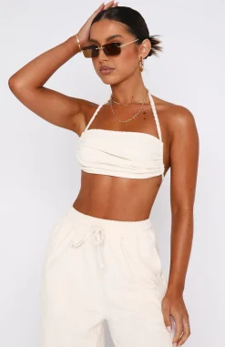 Shirts & Blouses | White Fox Boutique Once Again Terry Crop Cream nude