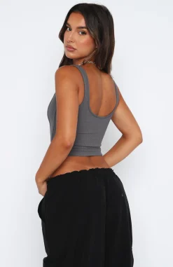 Shirts & Blouses | White Fox Boutique One Kiss Top Charcoal grey