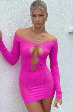 Long Sleeve Dresses | White Fox Boutique One Of A Kind Mini Dress Hot pink