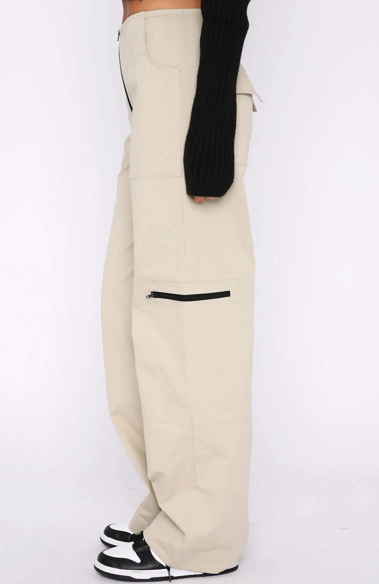 Pants | White Fox Boutique One Sided Cargo Pants Taupe nude