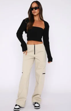 Pants | White Fox Boutique One Sided Cargo Pants Taupe nude