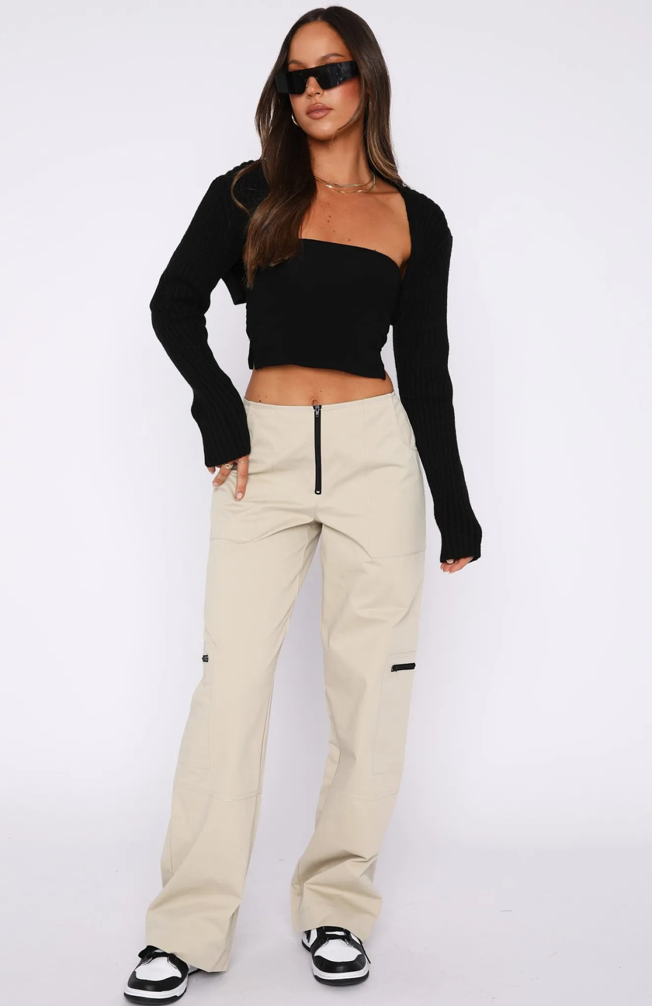 Pants | White Fox Boutique One Sided Cargo Pants Taupe nude