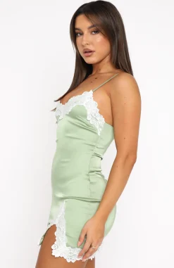 Restocked | White Fox Boutique One Step Further Mini Dress Sage green