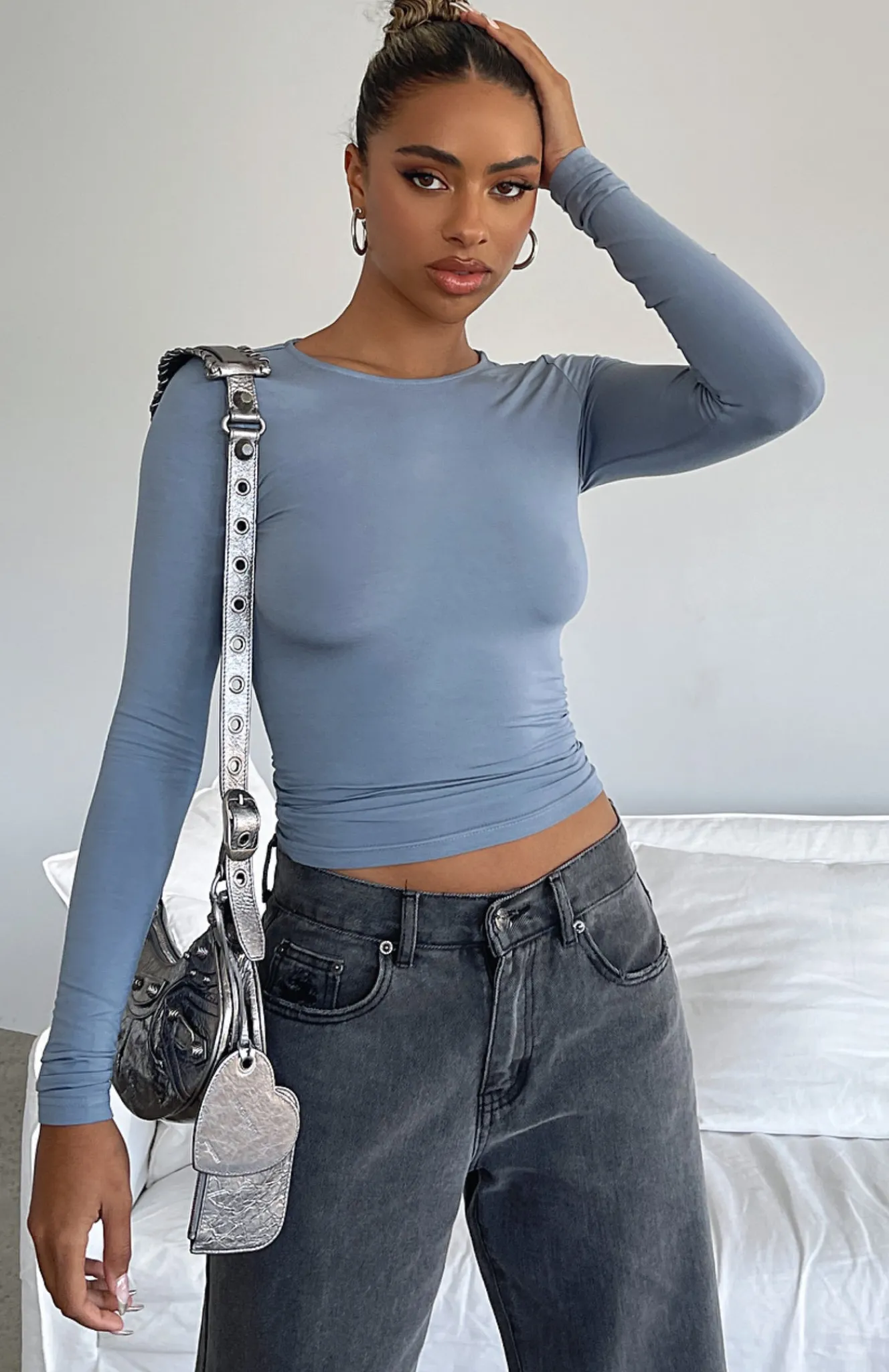 Shirts & Blouses | White Fox Boutique Only For Tonight Long Sleeve Top Steel blue