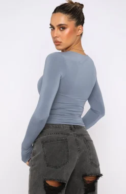 Shirts & Blouses | White Fox Boutique Only For Tonight Long Sleeve Top Steel blue