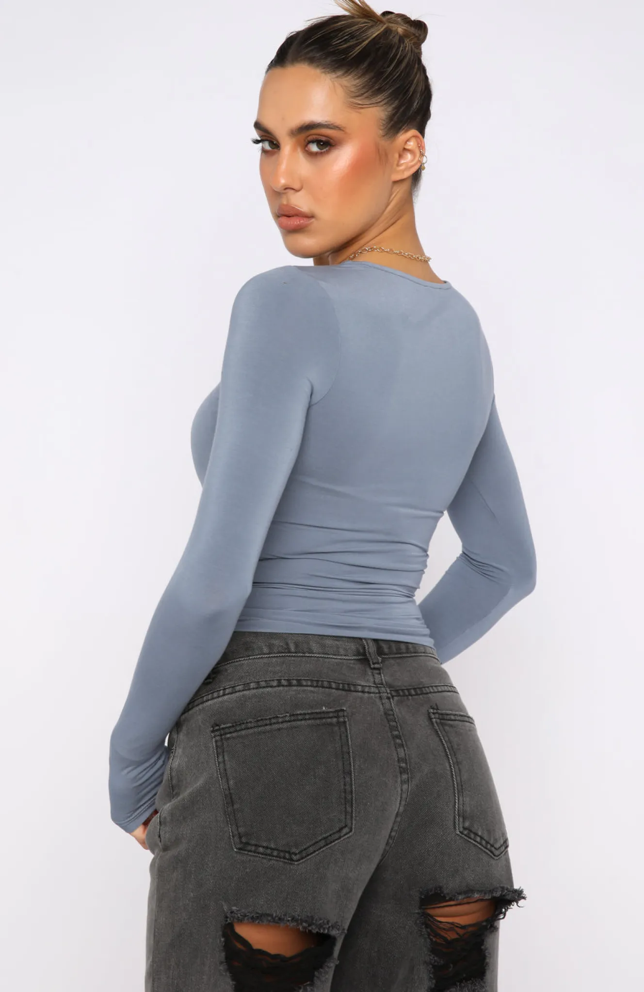 Shirts & Blouses | White Fox Boutique Only For Tonight Long Sleeve Top Steel blue