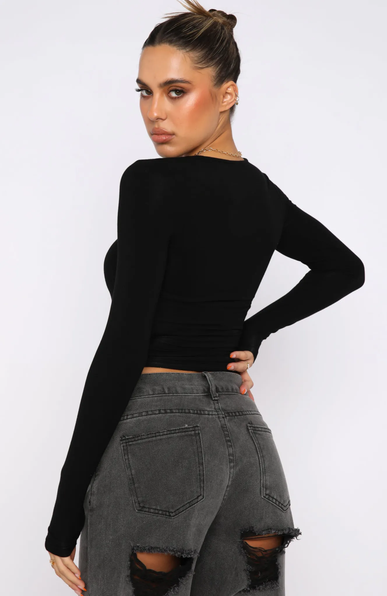Restocked | White Fox Boutique Only For Tonight Long Sleeve Top black
