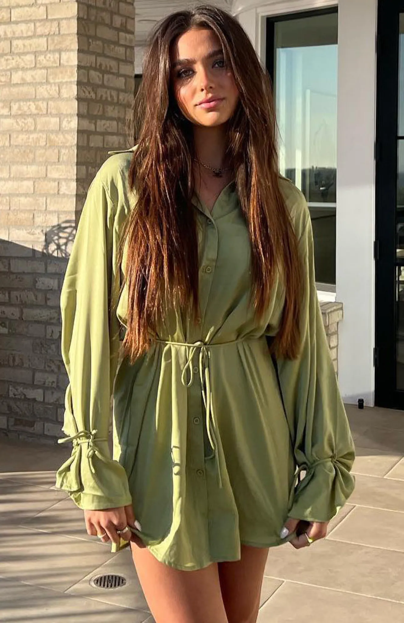 Long Sleeve Dresses | White Fox Boutique Only Gets Better Mini Dress Matcha green