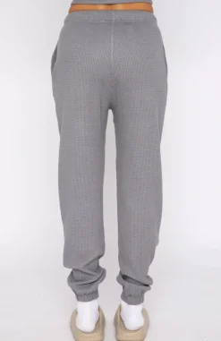 Sweatpants | White Fox Boutique Open To It Waffle Sweatpants Steel grey