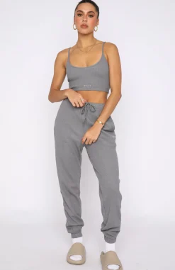 Sweatpants | White Fox Boutique Open To It Waffle Sweatpants Steel grey