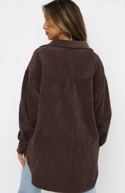 Shirts & Blouses | White Fox Boutique Out And About Cord Long Sleeve Shirt Chocolate brown