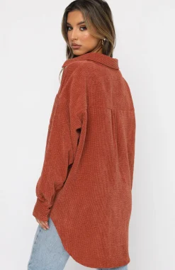 Shirts & Blouses | White Fox Boutique Out And About Cord Long Sleeve Shirt Rust orange