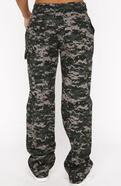 Pants | White Fox Boutique Out To Play Cargo Pants Khaki Digital Print green