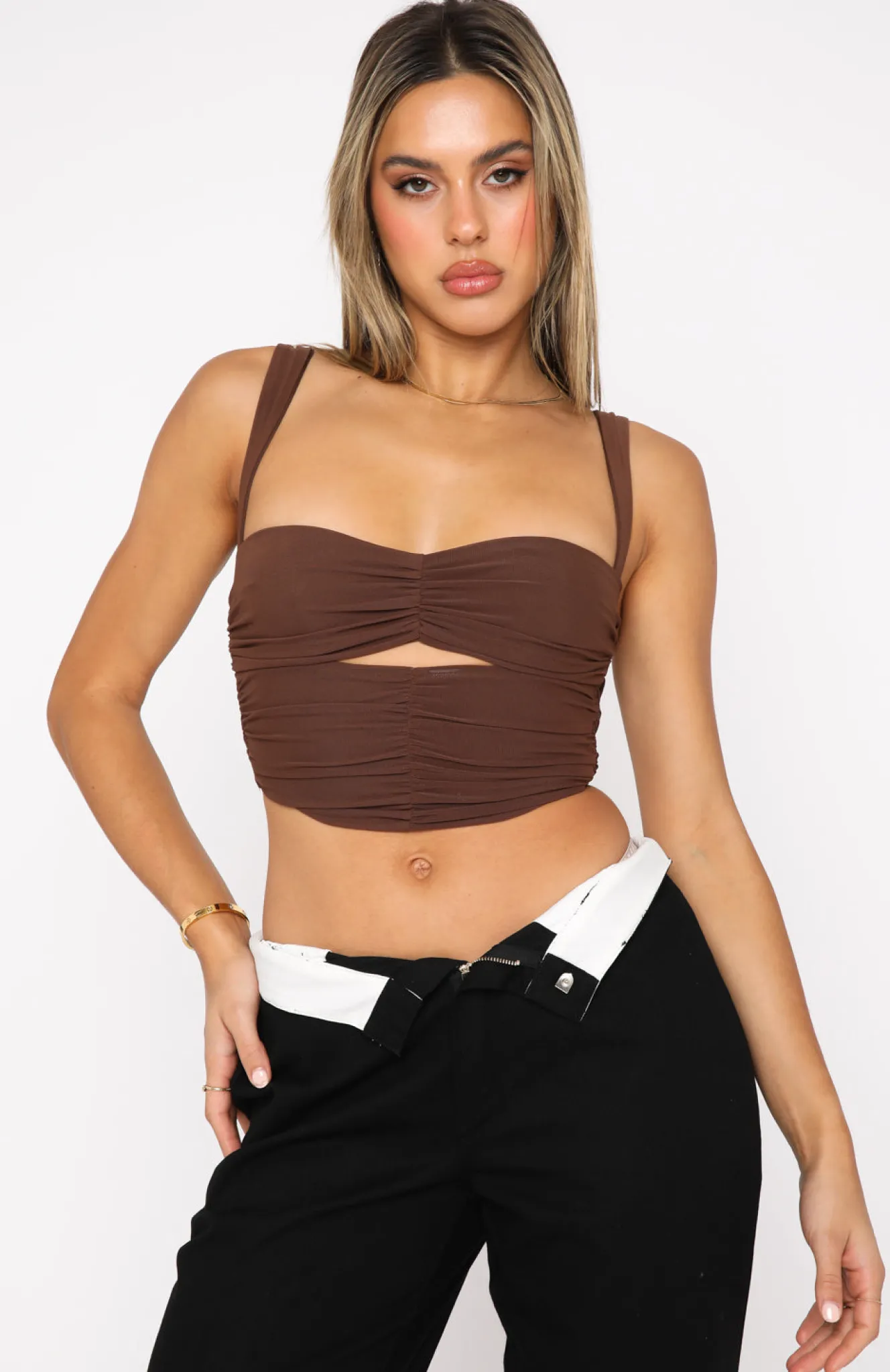 Shirts & Blouses | White Fox Boutique Over To You Crop Chocolate brown
