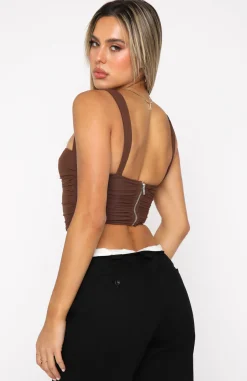 Shirts & Blouses | White Fox Boutique Over To You Crop Chocolate brown