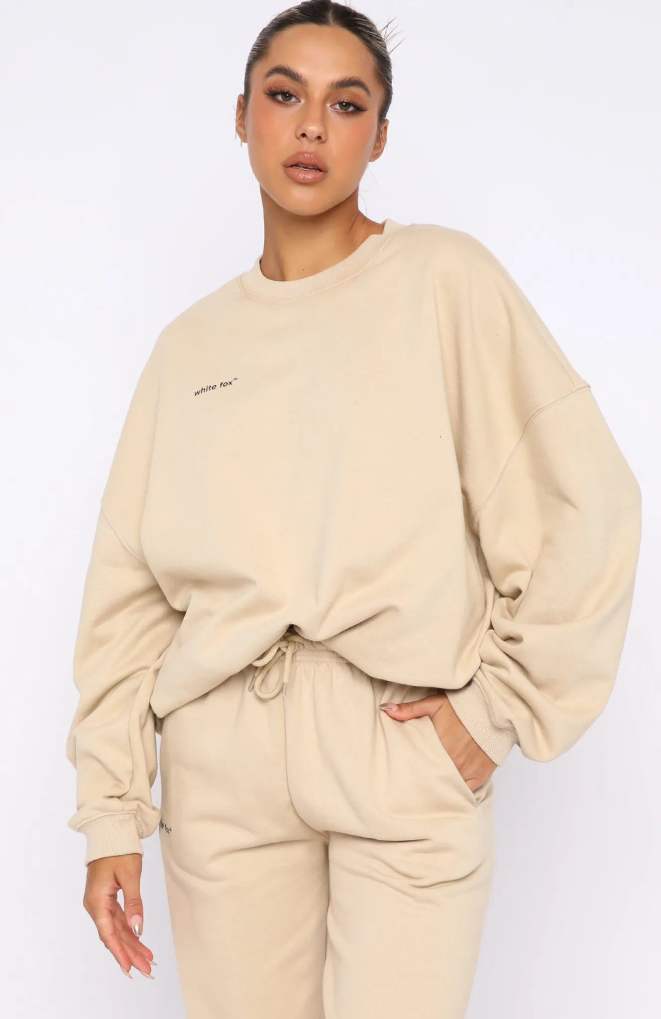 Jackets & Blazers | White Fox Boutique Own The Moment Sweater Sand nude