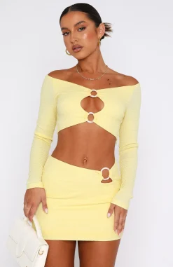 Shirts & Blouses | White Fox Boutique Paradise Vibes Long Sleeve Crop Lemon yellow
