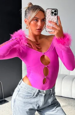 Jewellery | White Fox Boutique Party Of Two Feather Slap Band Hot pink