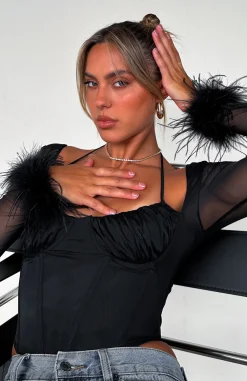 Jewellery | White Fox Boutique Party Of Two Feather Slap Band black