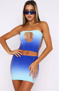 Shirts & Blouses | White Fox Boutique Peace Of Mind Strapless Crop Topaz Gradient blue