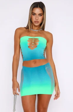 Shirts & Blouses | White Fox Boutique Peace Of Mind Strapless Crop Lime Gradient green