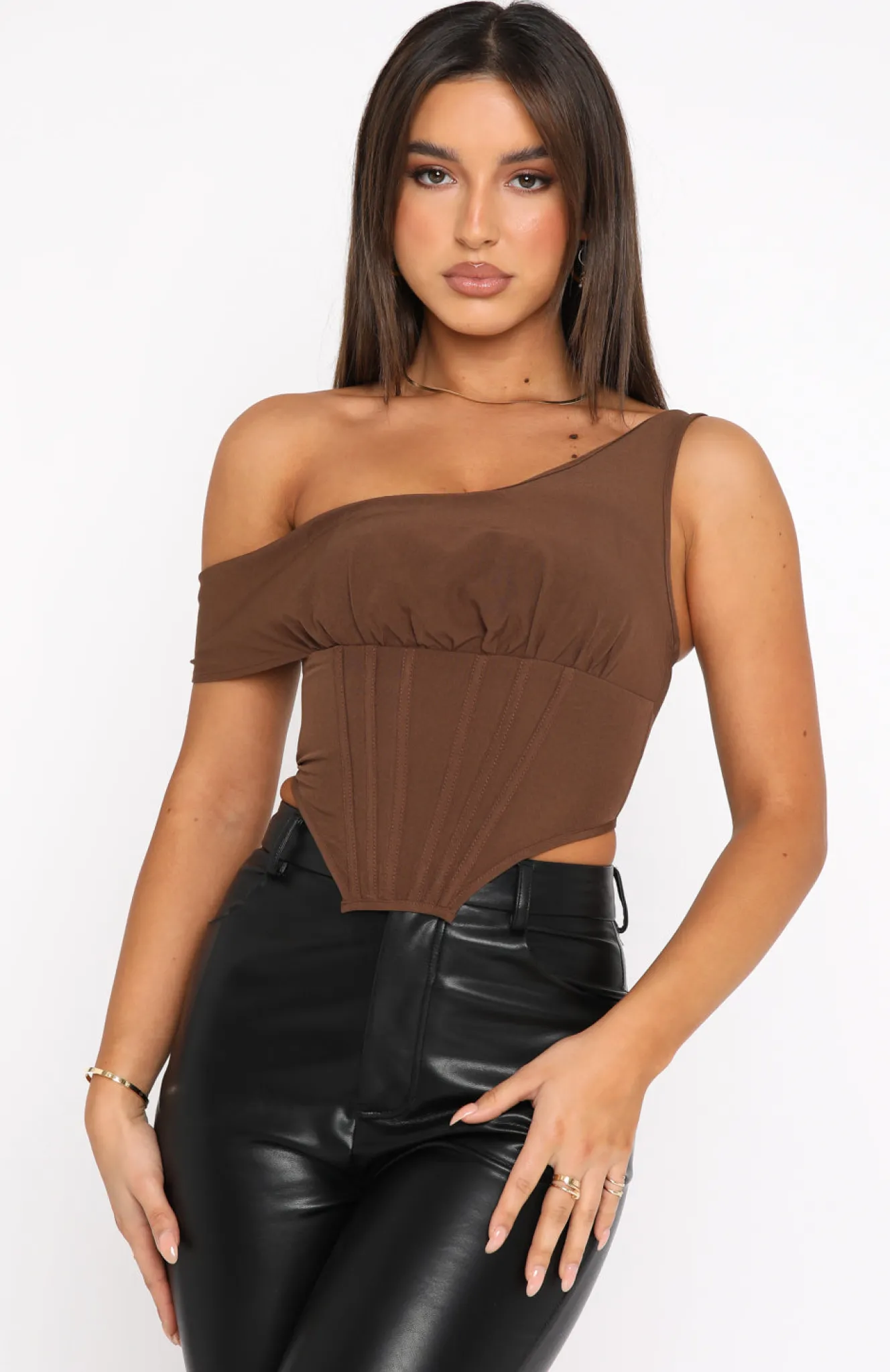 Shirts & Blouses | White Fox Boutique Play Hard To Get Crop Chocolate brown