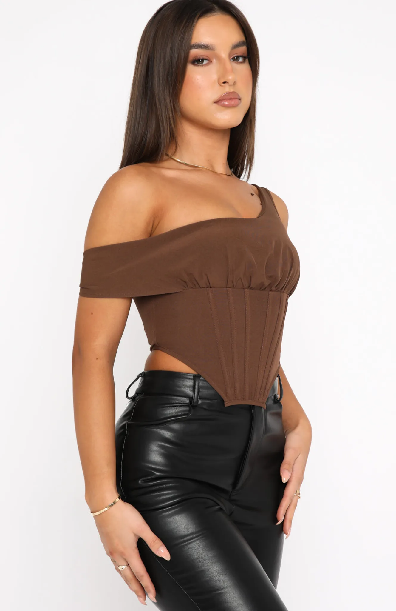 Shirts & Blouses | White Fox Boutique Play Hard To Get Crop Chocolate brown