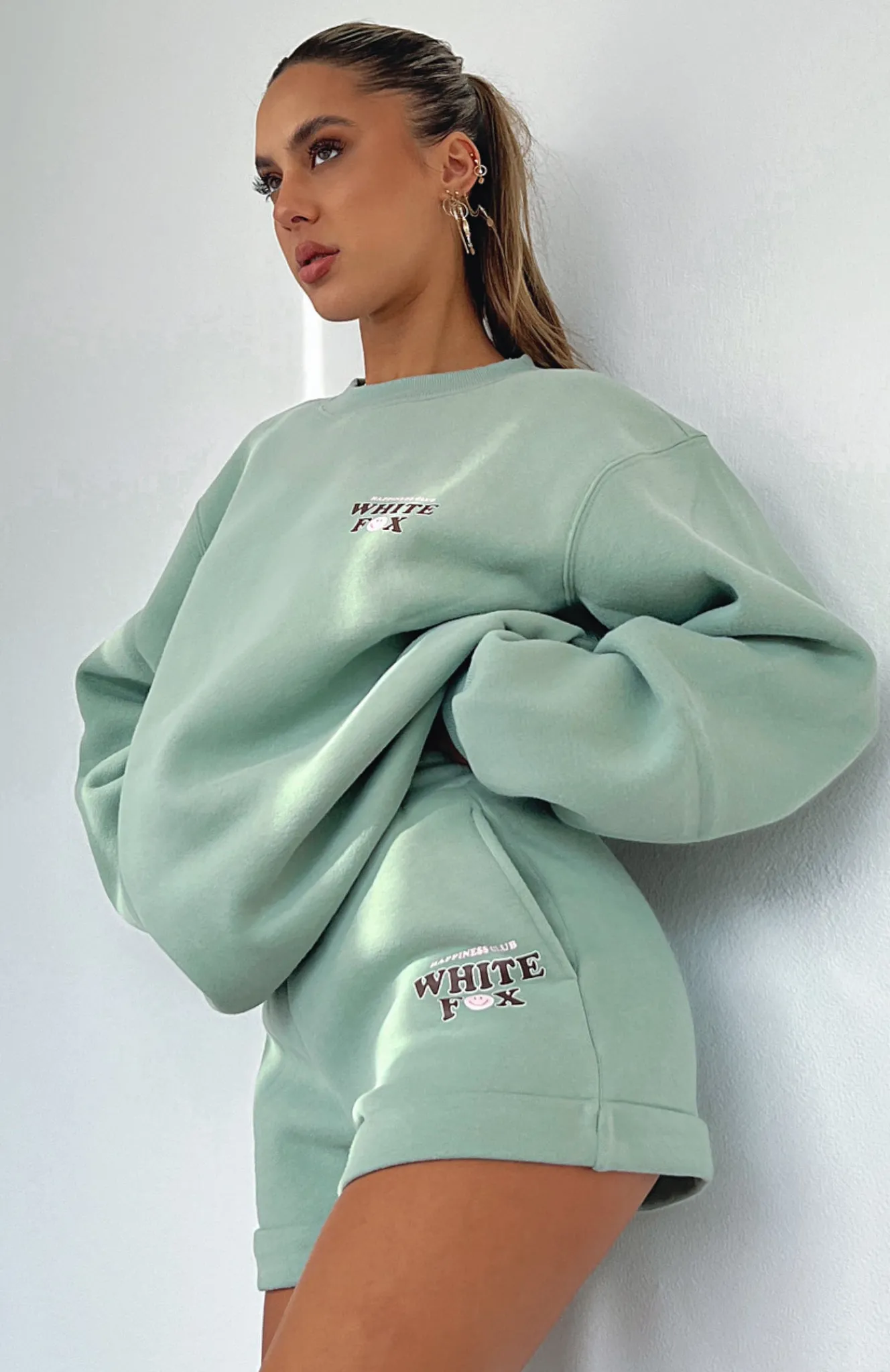 Shorts | White Fox Boutique Positive Vibes Lounge Shorts Sage green